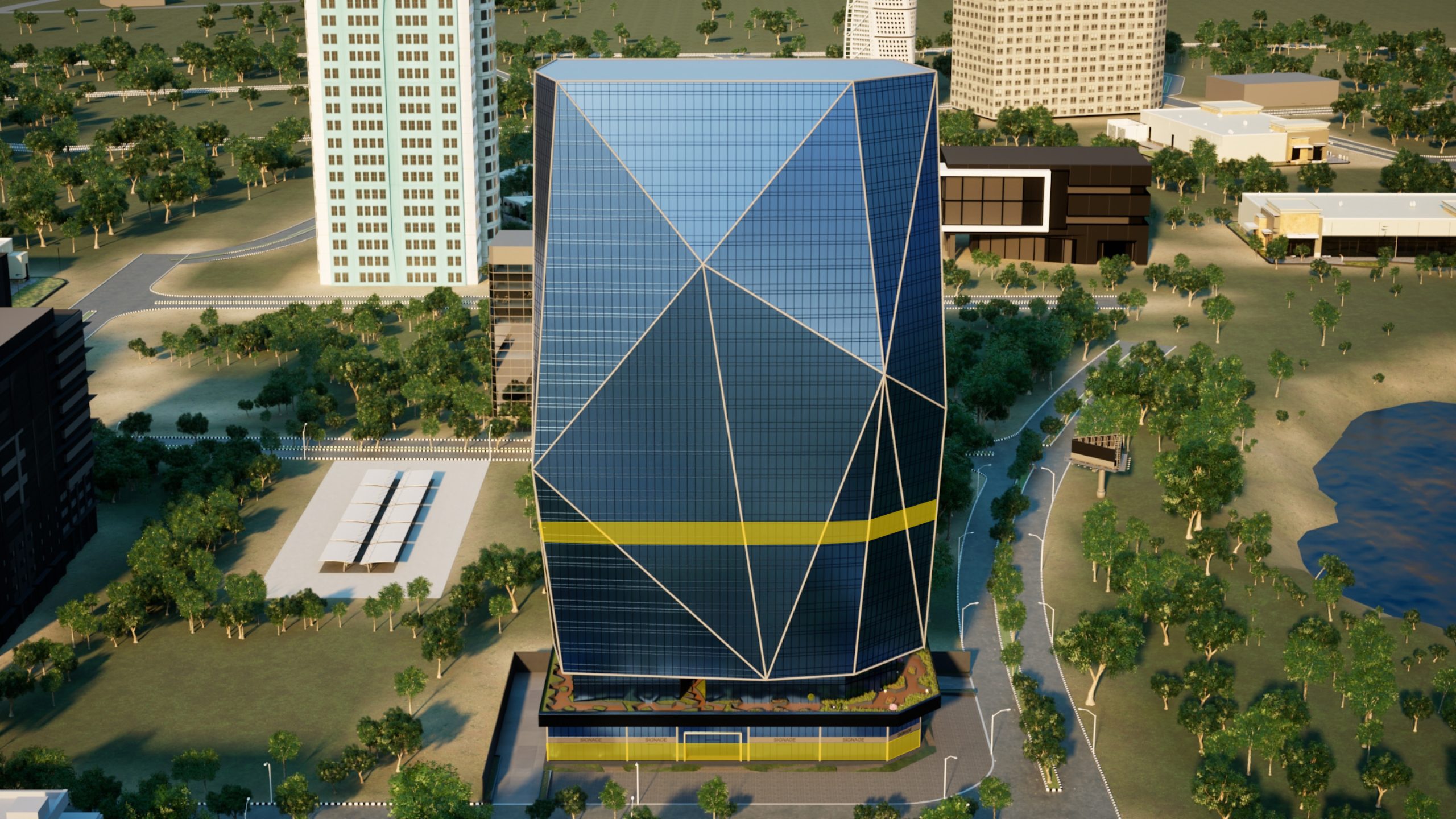 Building with highlighted floors